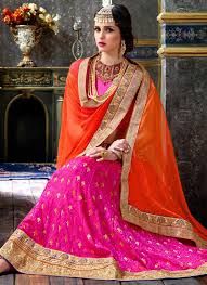 2004-Lehenga- Pink & Orange  -XL