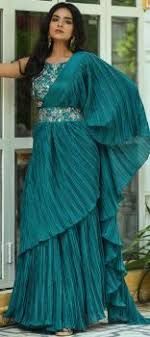 Suhani Padding Saree - Dark With Light Blue   